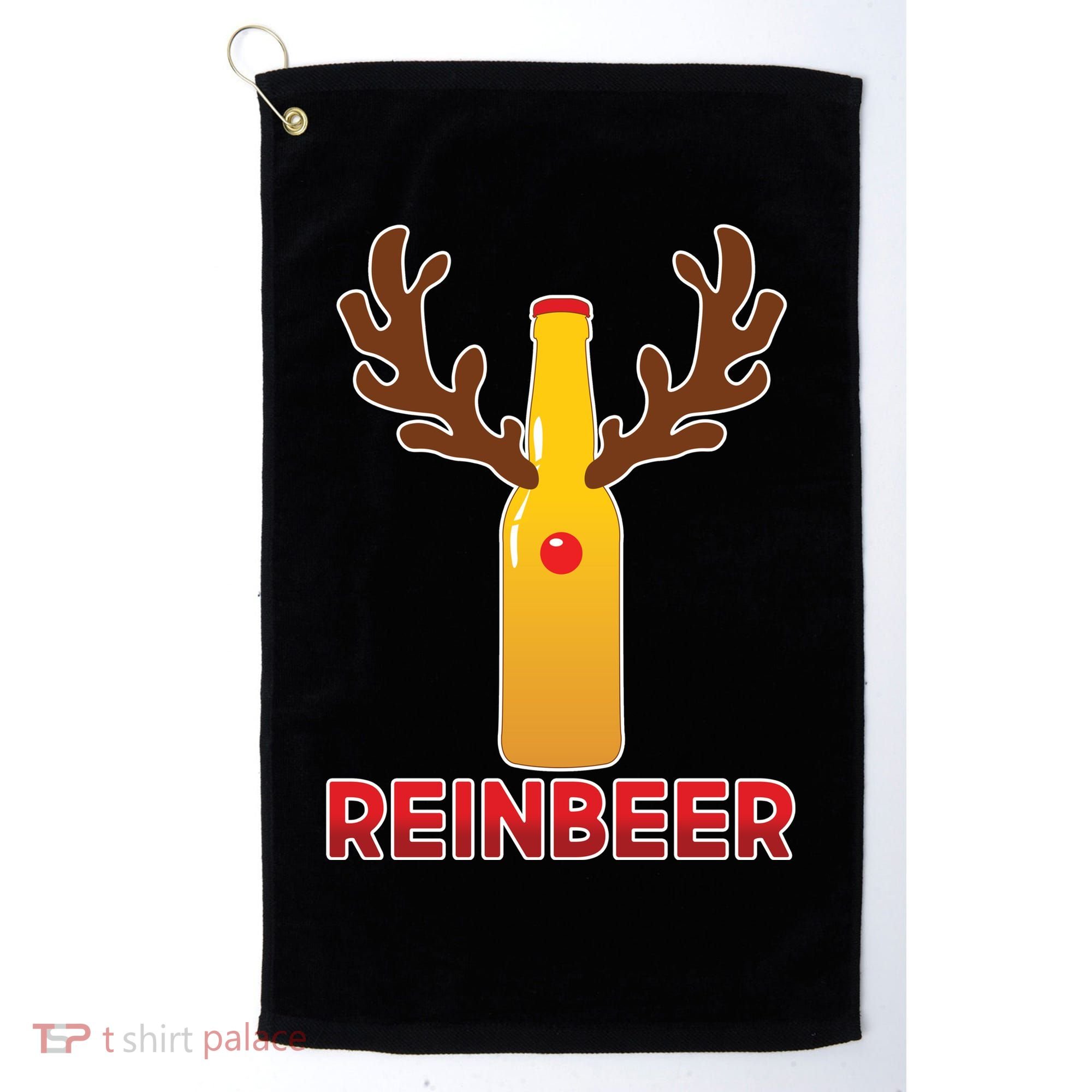 Reinbeer Funny Christmas Beer Reindeer Golf Towel