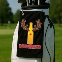 Reinbeer Funny Christmas Beer Reindeer Golf Towel thumb 2