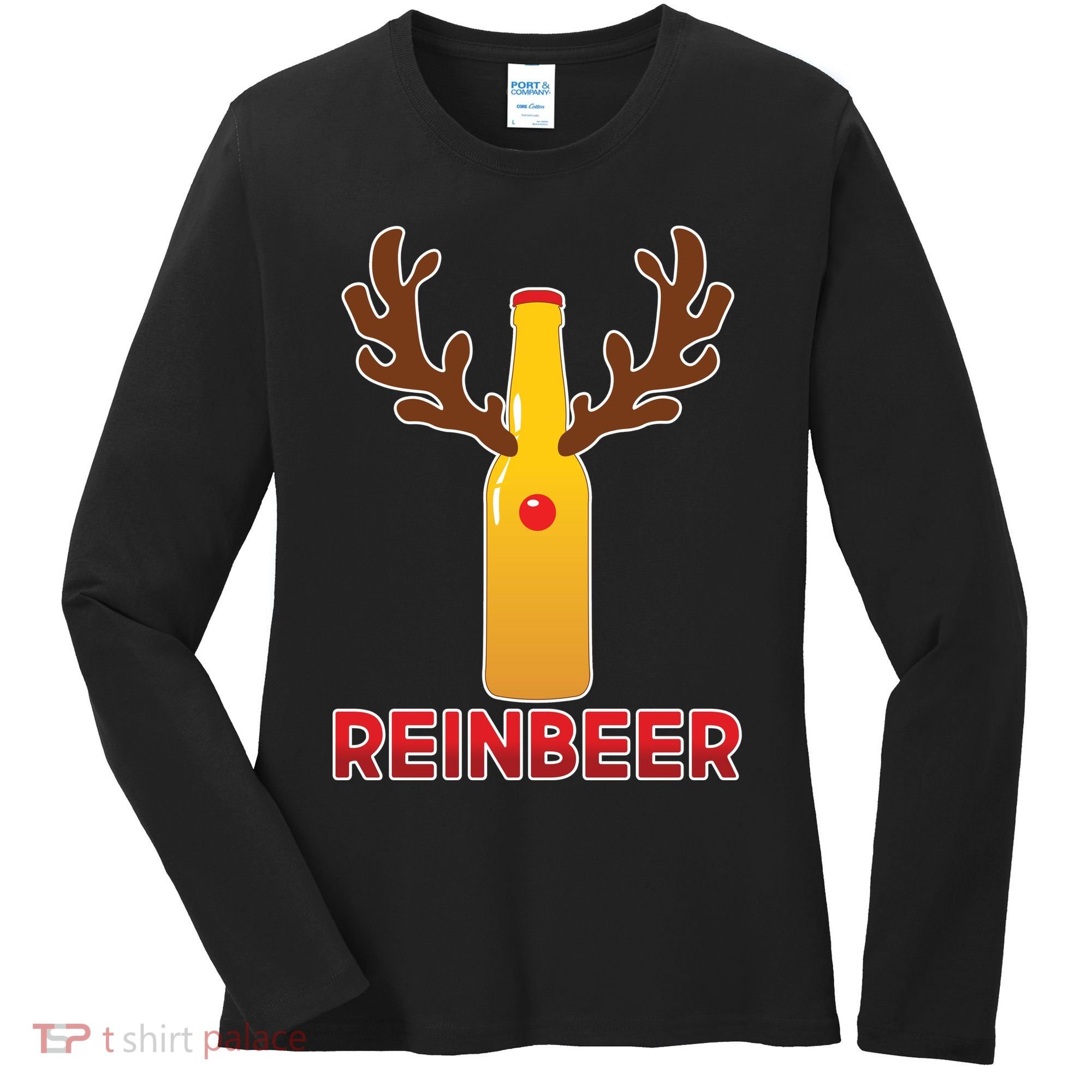 Reinbeer Funny Christmas Beer Reindeer Women's Long Sleeve Shirt