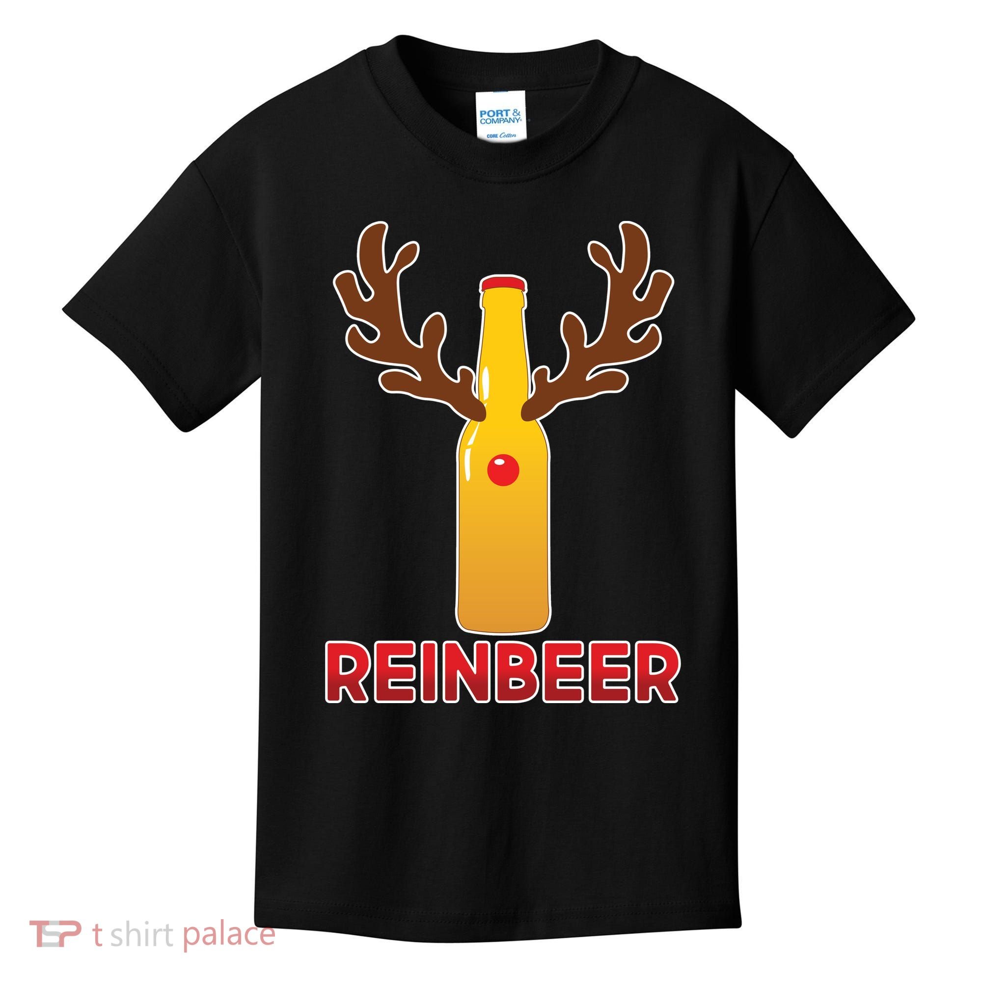 Reinbeer Funny Christmas Beer Reindeer Kids T-Shirt