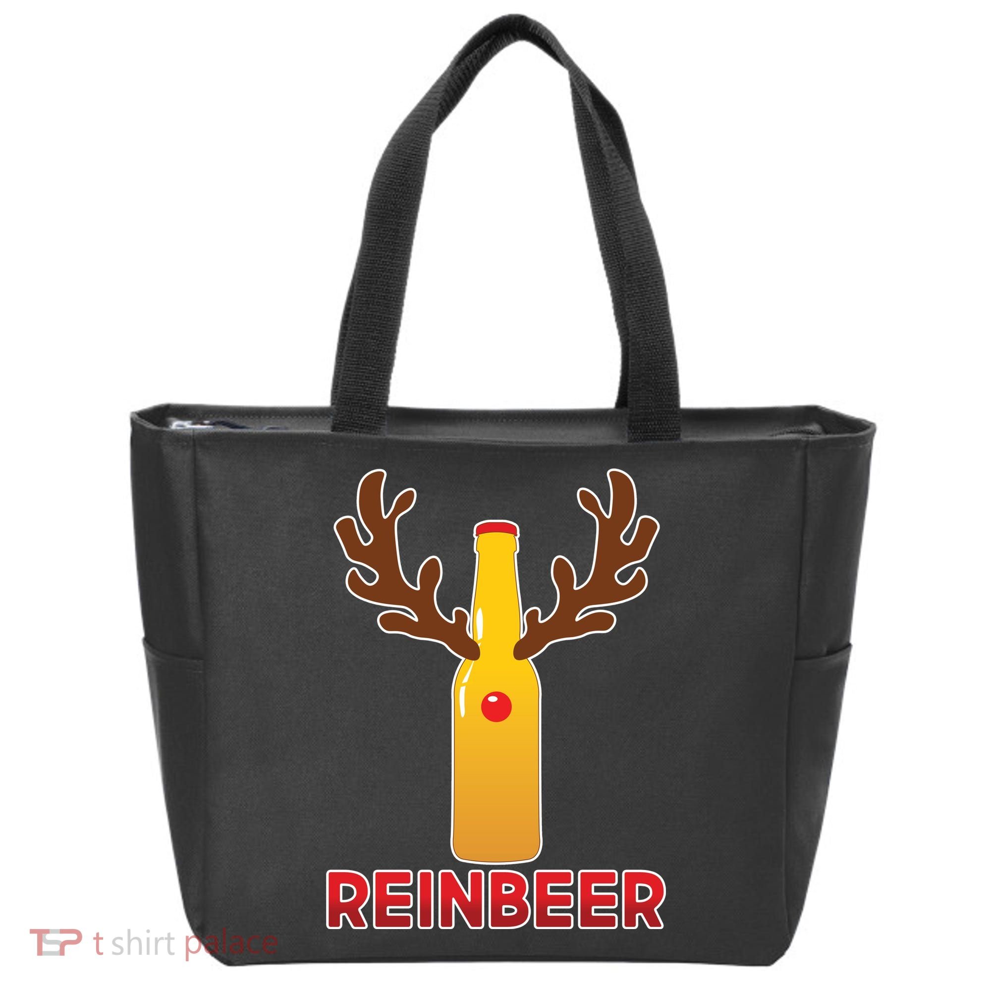 Reinbeer Funny Christmas Beer Reindeer Tote Bag