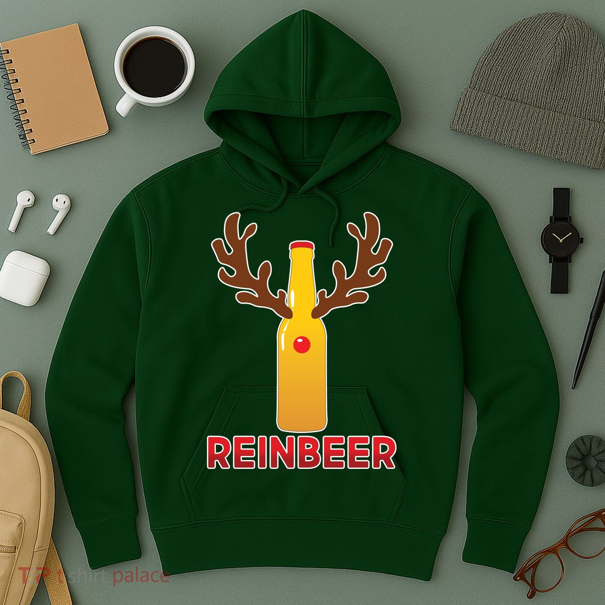 Reinbeer Funny Christmas Beer Reindeer Hoodie