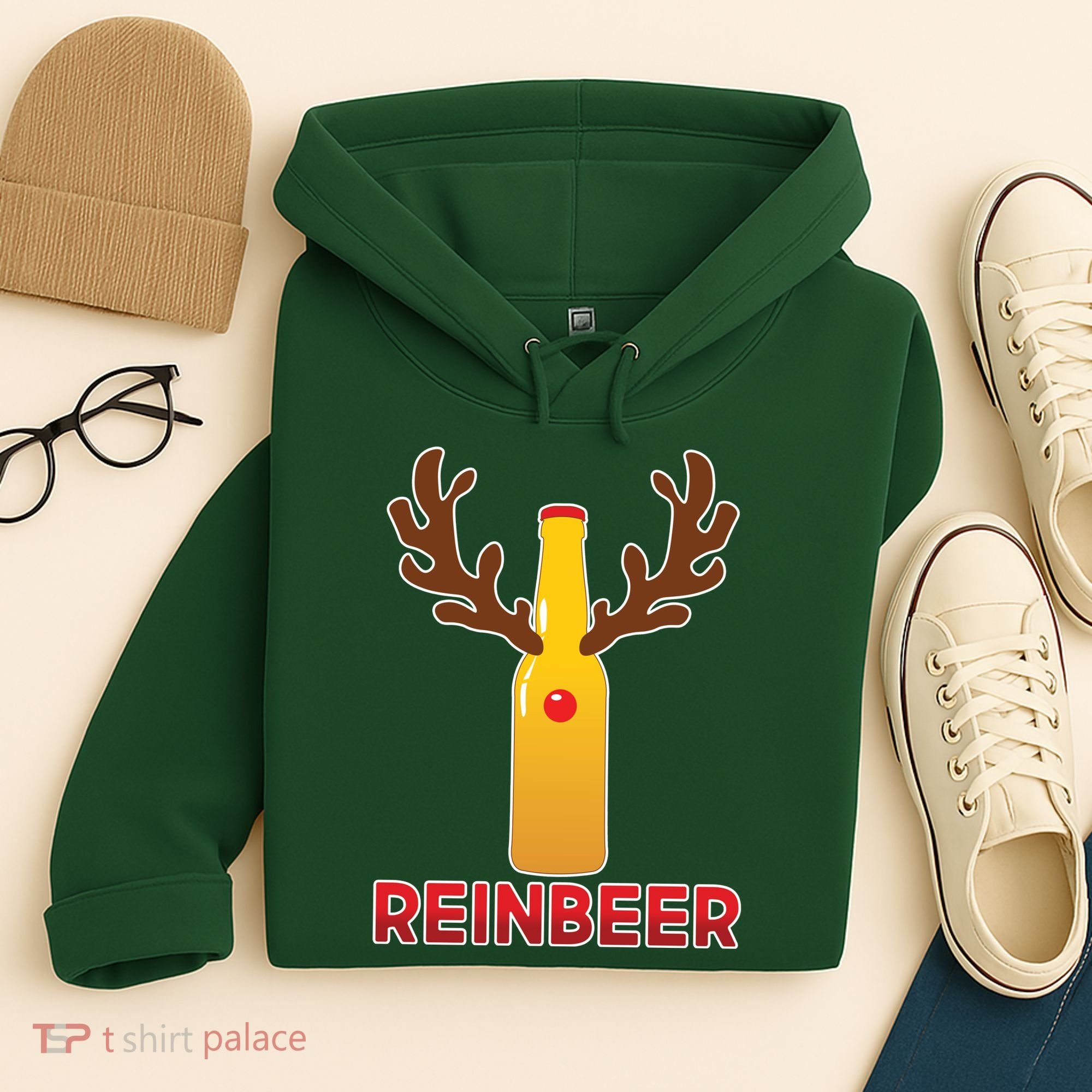 Reinbeer Funny Christmas Beer Reindeer Hoodie