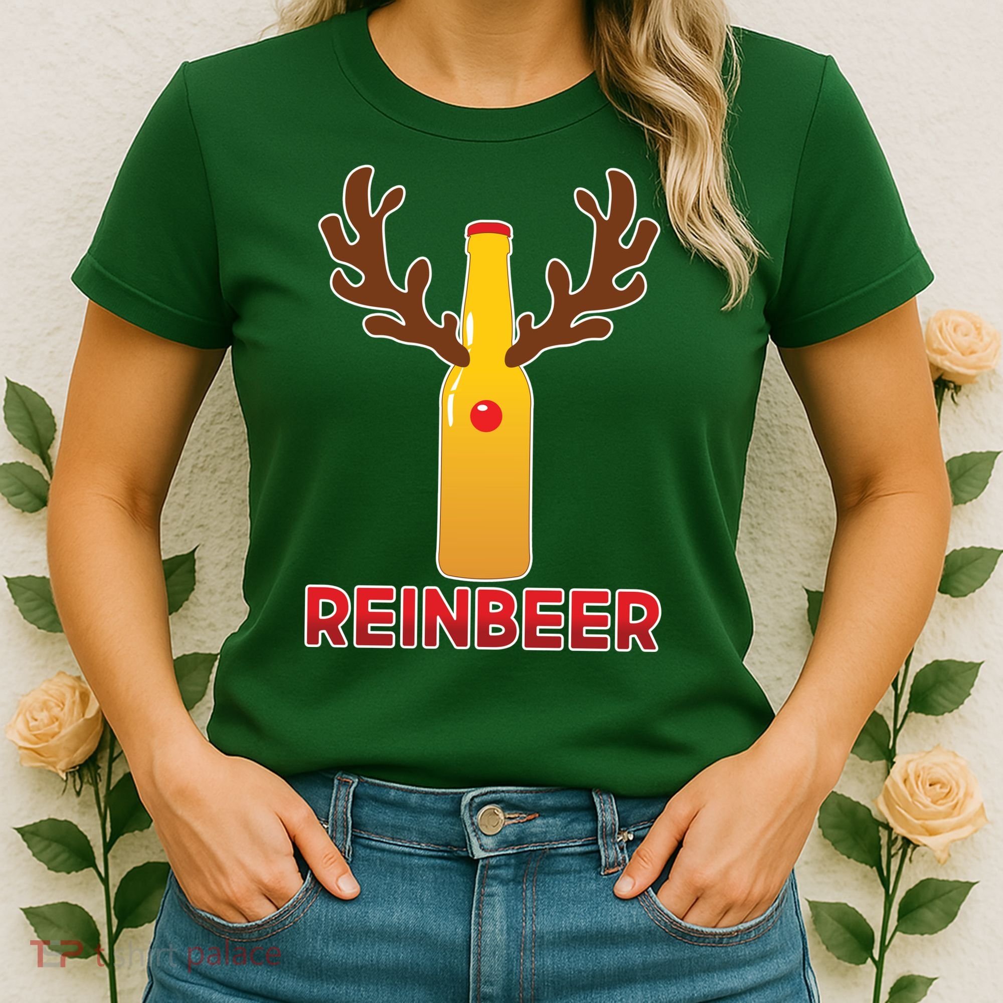 Reinbeer Funny Christmas Beer Reindeer Women's T-Shirt