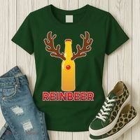 Reinbeer Funny Christmas Beer Reindeer Women's T-Shirt thumb 3