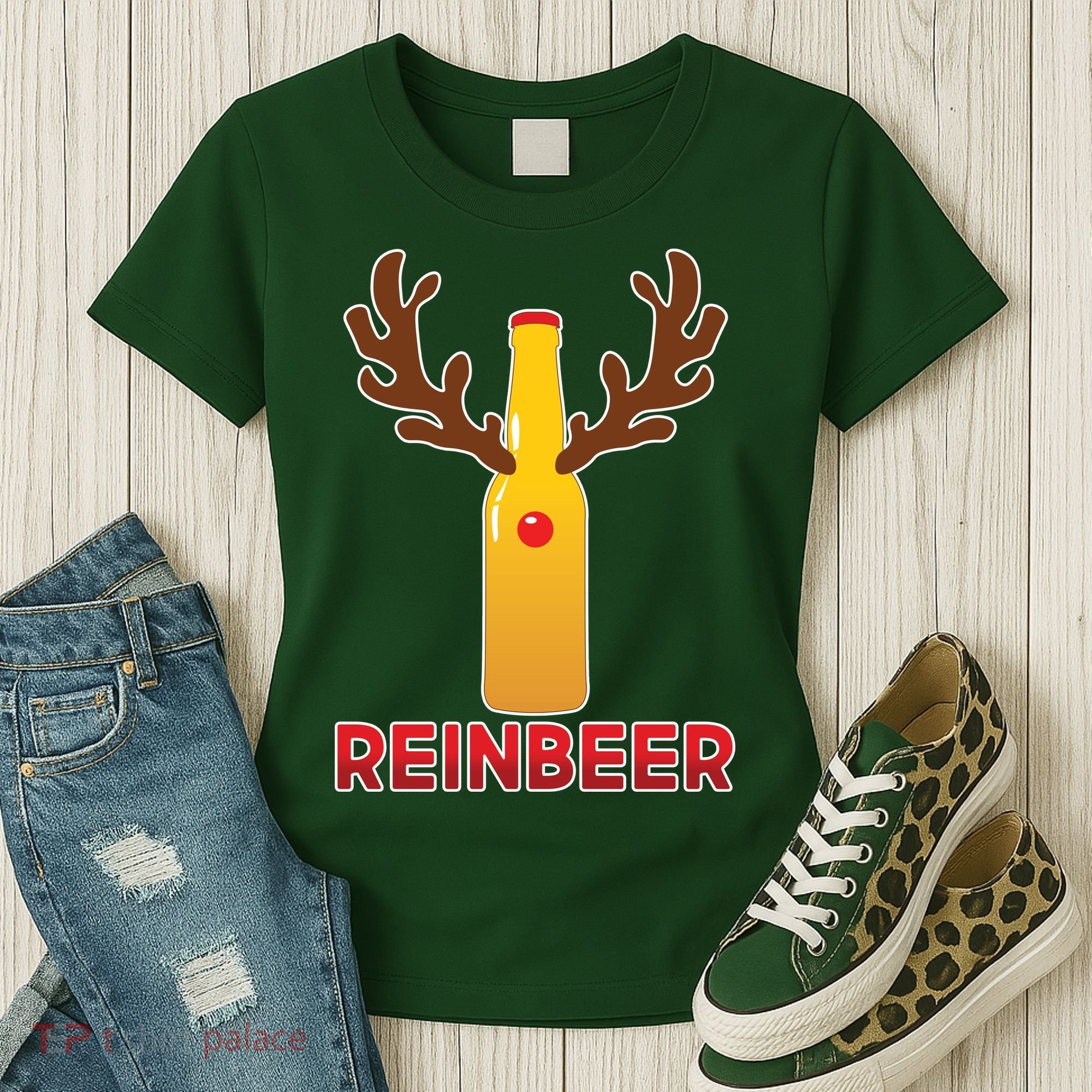 Reinbeer Funny Christmas Beer Reindeer Women's T-Shirt