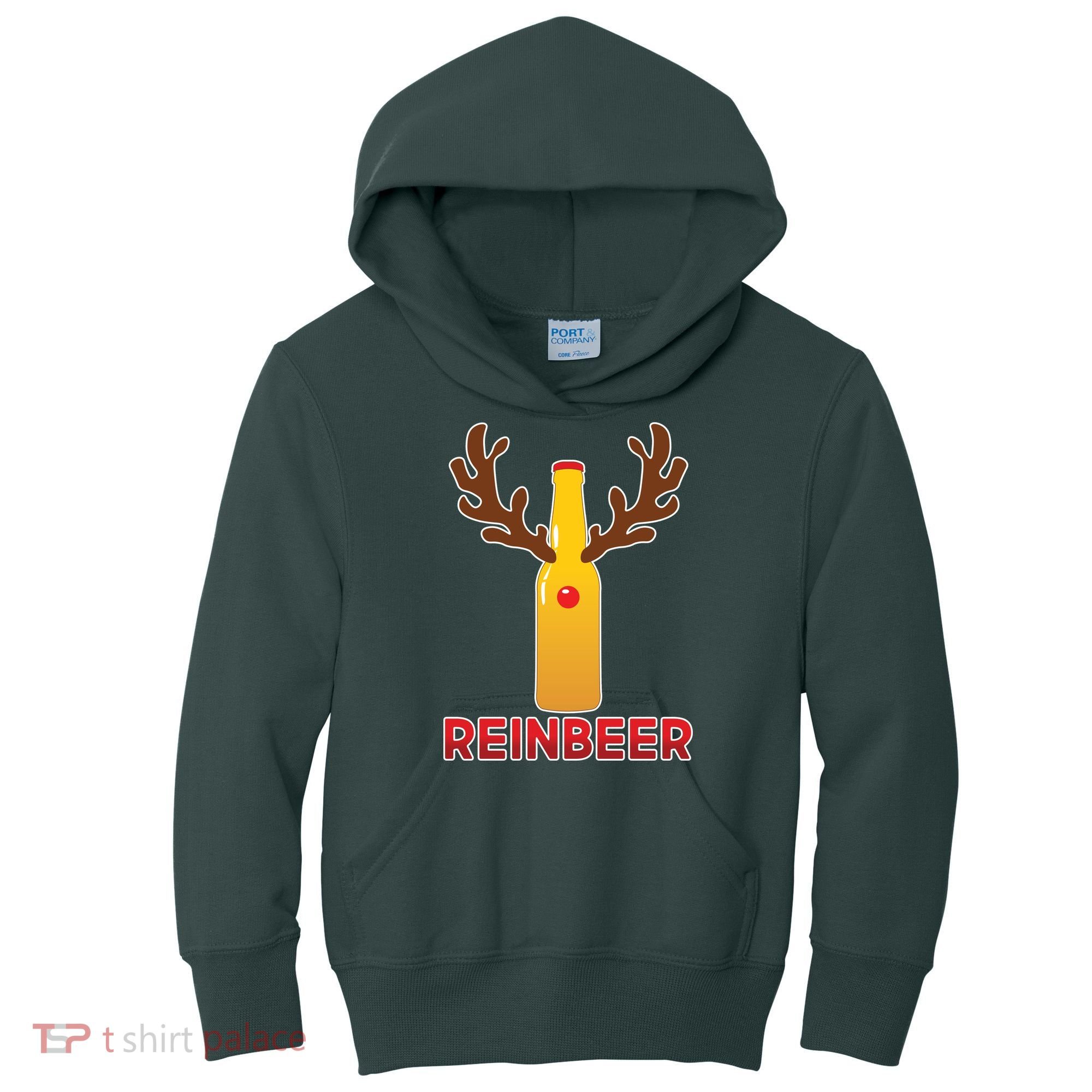 Reinbeer Funny Christmas Beer Reindeer Kids Hoodie