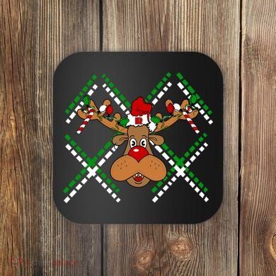 Reindeer Ugly Christmas Sweater Coaster
