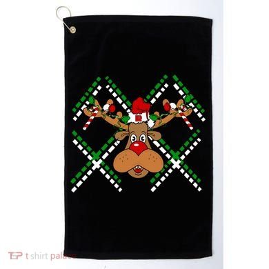 Reindeer Ugly Christmas Sweater Golf Towel