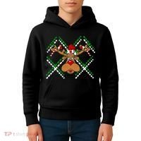 Reindeer Ugly Christmas Sweater Kids Hoodie thumb 4
