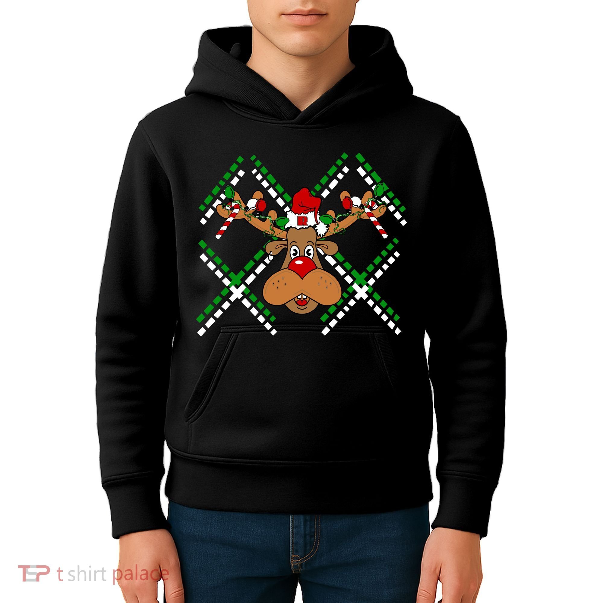 Reindeer Ugly Christmas Sweater Kids Hoodie