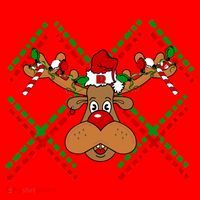 Reindeer Ugly Christmas Sweater Santa Hat thumb 1