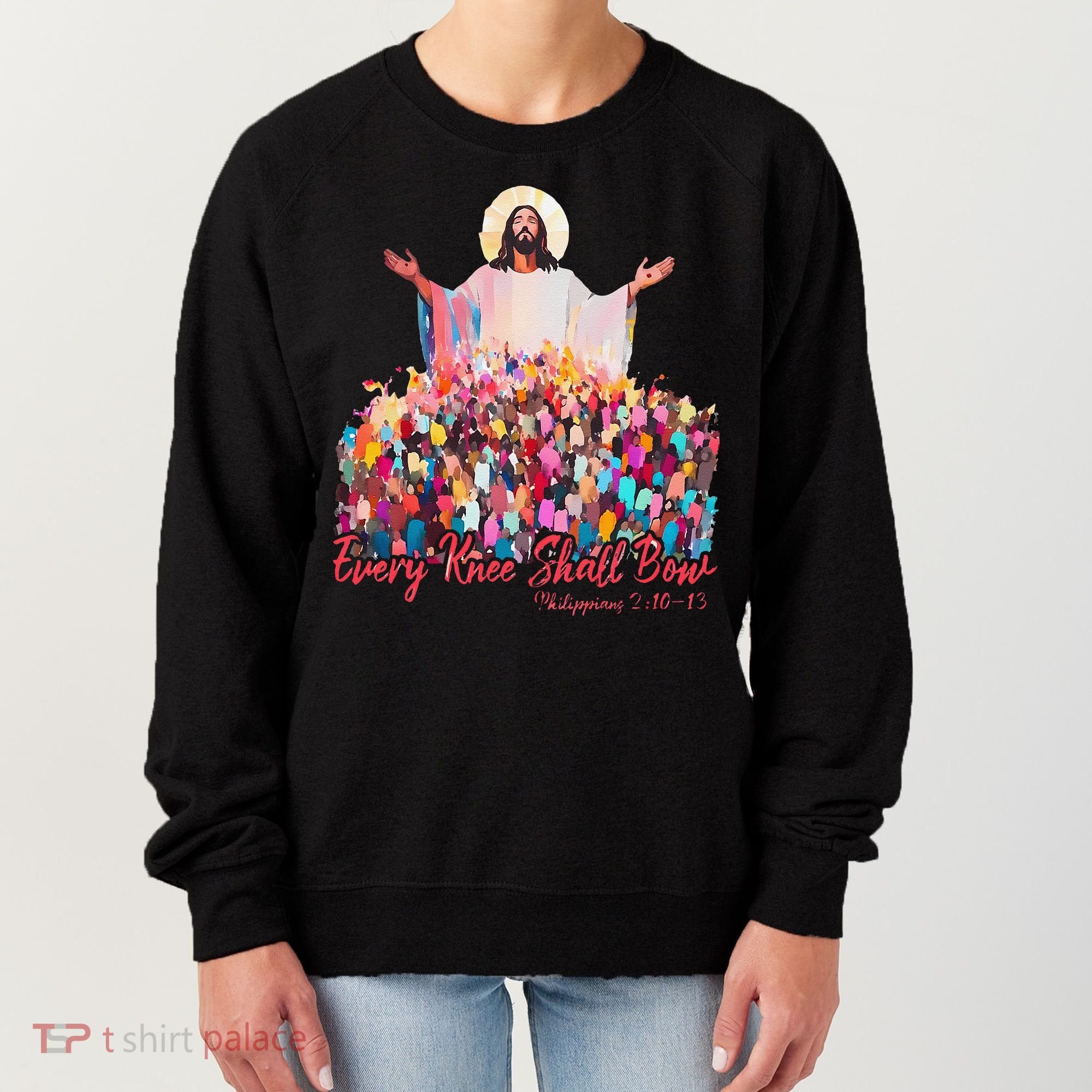 Retro Every Knee Shall Bow God Faith Jesus Christian Easter Women's Sweatshirt