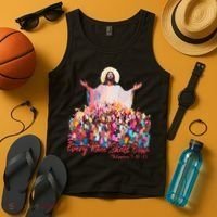 Retro Every Knee Shall Bow God Faith Jesus Christian Easter Tank Top thumb 4