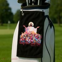 Retro Every Knee Shall Bow God Faith Jesus Christian Easter Golf Towel thumb 2