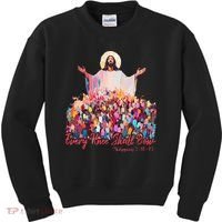 Retro Every Knee Shall Bow God Faith Jesus Christian Easter Kids Sweatshirt thumb 0