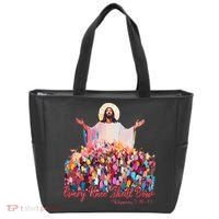 Retro Every Knee Shall Bow God Faith Jesus Christian Easter Tote Bag thumb 0
