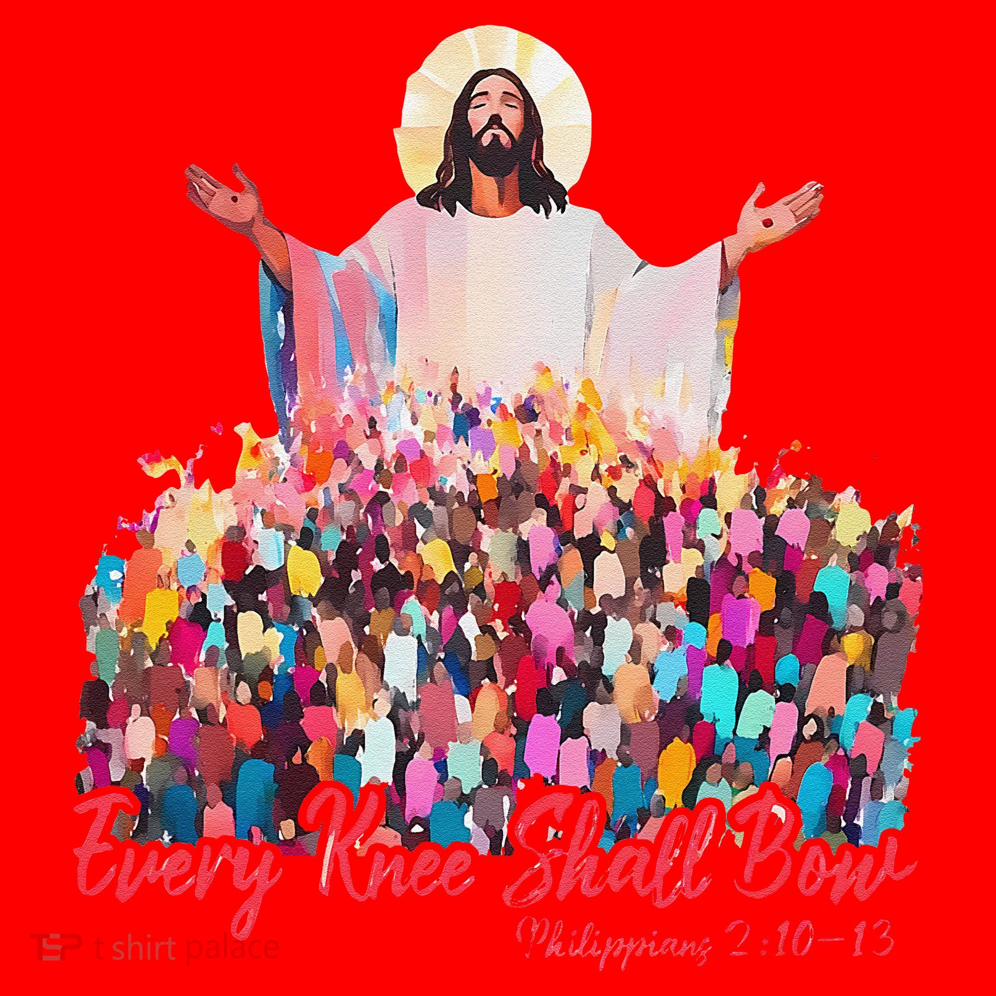 Retro Every Knee Shall Bow God Faith Jesus Christian Easter Santa Hat