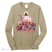 Retro Every Knee Shall Bow God Faith Jesus Christian Easter Long Sleeve Shirt thumb 0