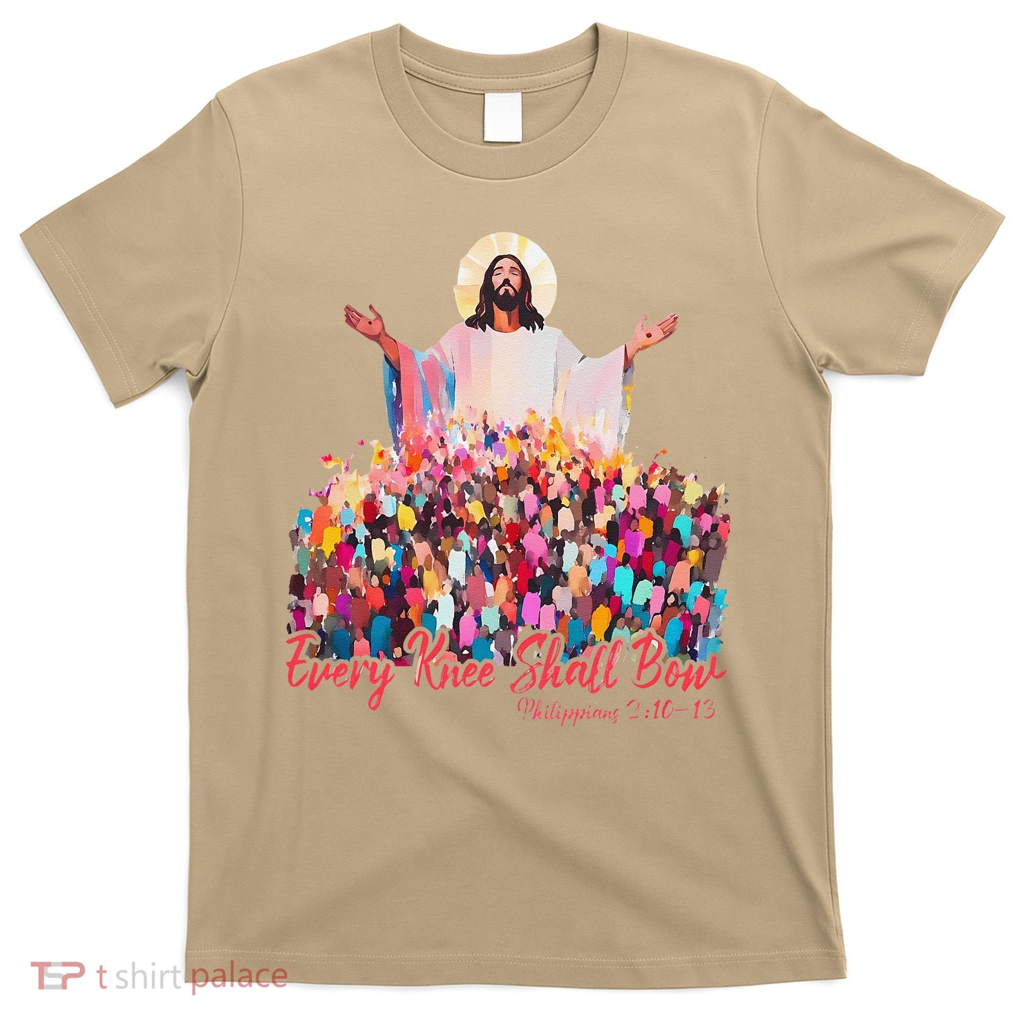 Retro Every Knee Shall Bow God Faith Jesus Christian Easter T-Shirt
