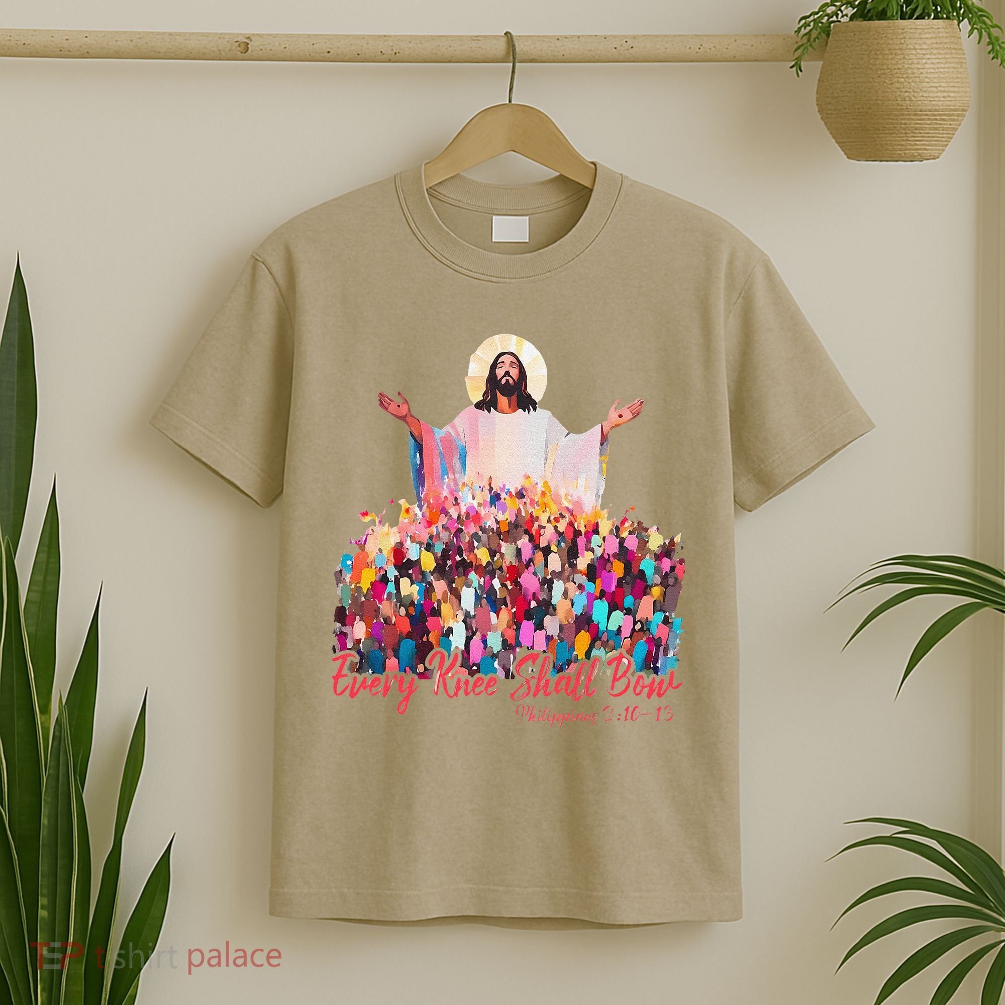 Retro Every Knee Shall Bow God Faith Jesus Christian Easter T-Shirt