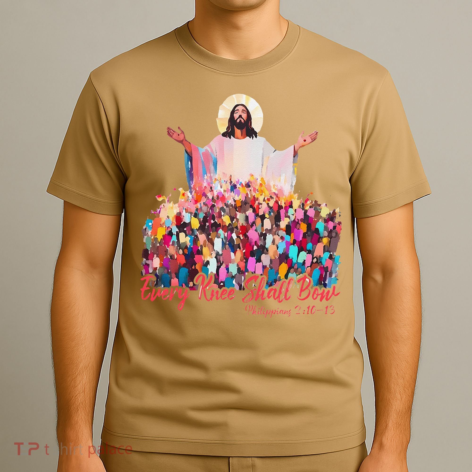 Retro Every Knee Shall Bow God Faith Jesus Christian Easter T-Shirt