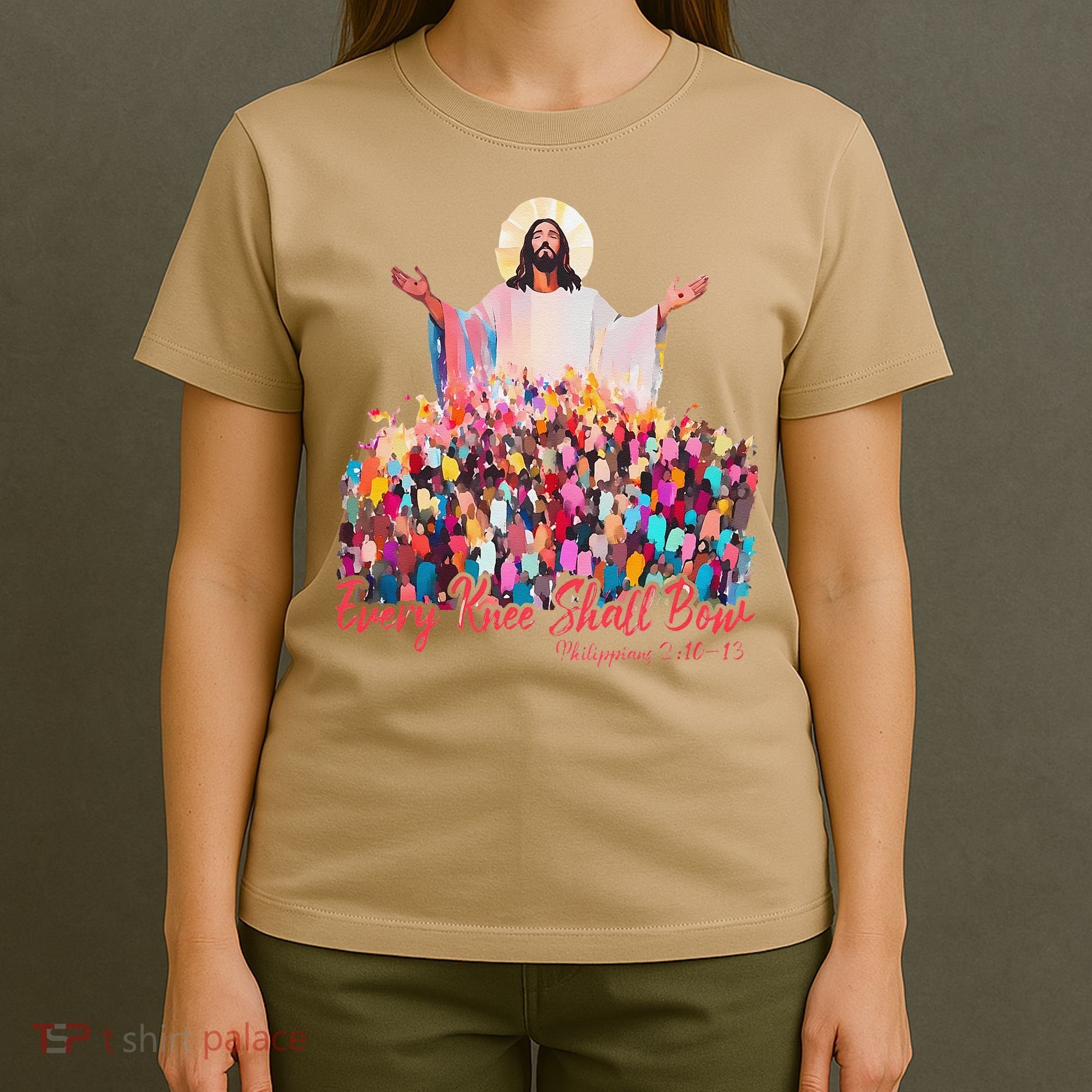 Retro Every Knee Shall Bow God Faith Jesus Christian Easter T-Shirt