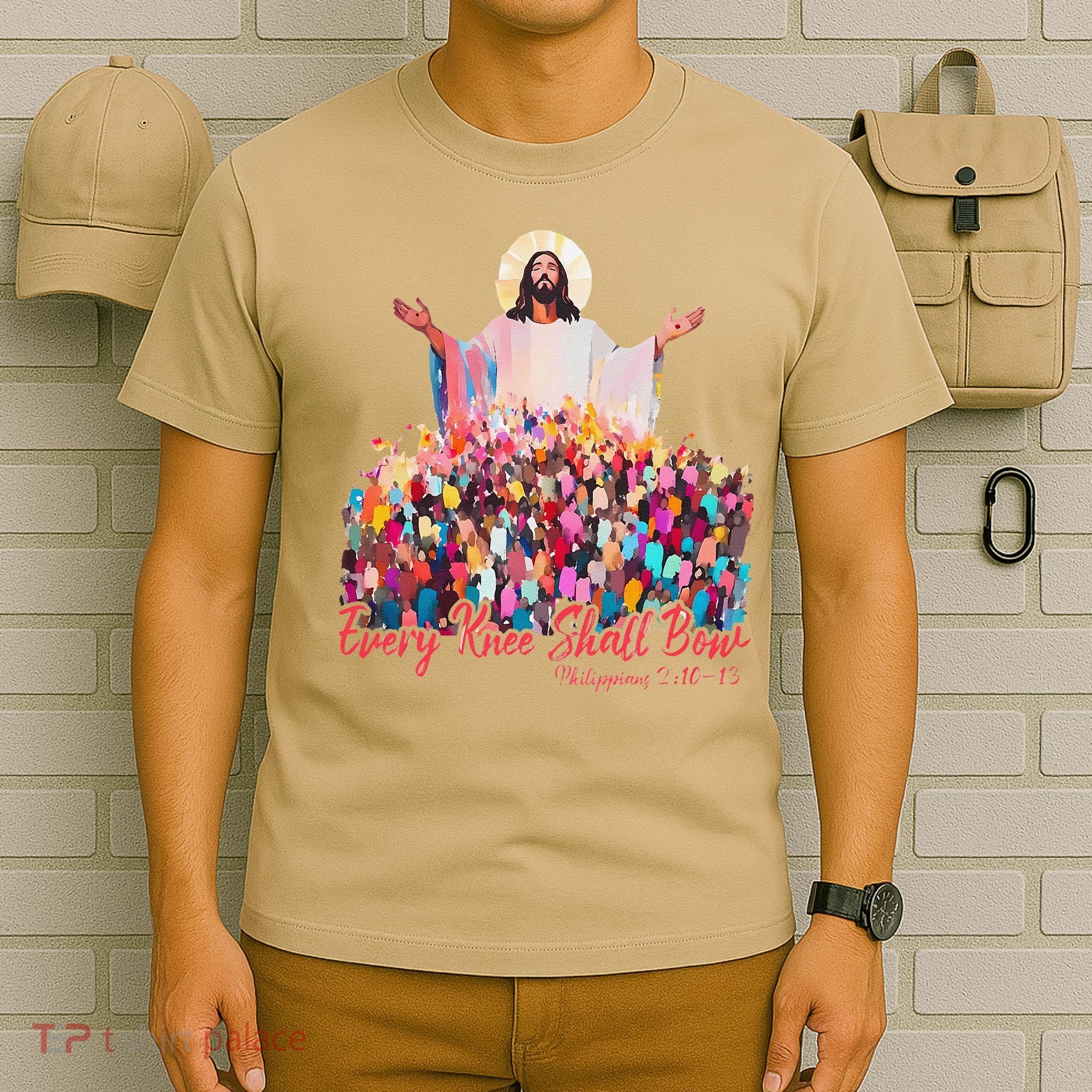 Retro Every Knee Shall Bow God Faith Jesus Christian Easter T-Shirt