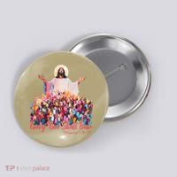 Retro Every Knee Shall Bow God Faith Jesus Christian Easter Button thumb 0