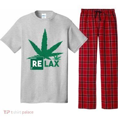 Relax Hemp Leaf Medical Marijuana Pajama Set