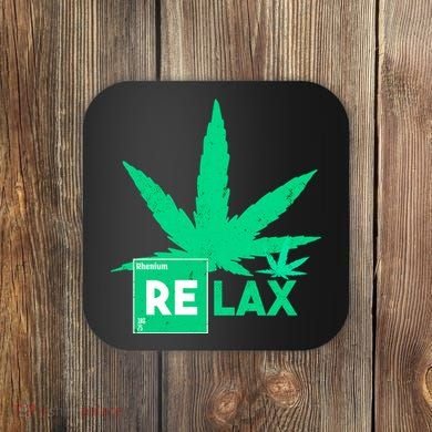 Relax Hemp Leaf Medical Marijuana Coaster