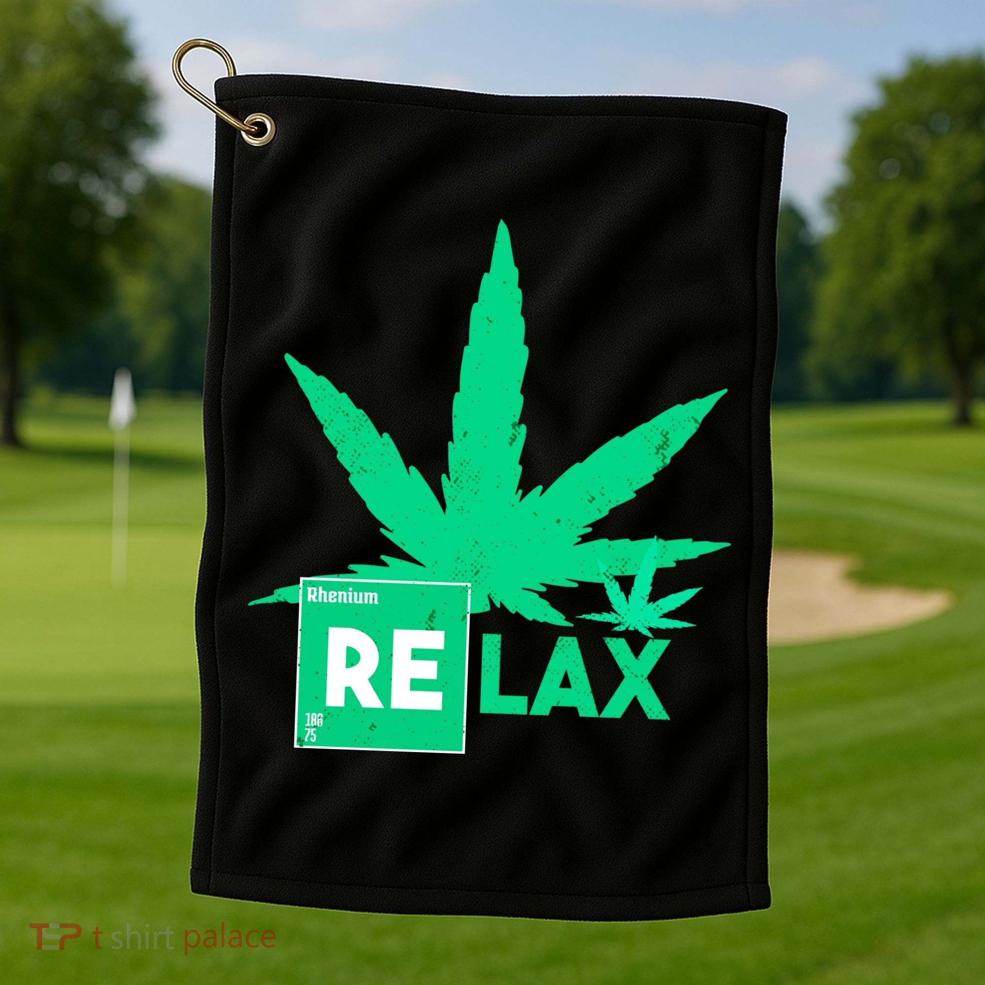 Relax Hemp Leaf Medical Marijuana Golf Towel