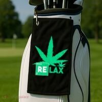 Relax Hemp Leaf Medical Marijuana Golf Towel thumb 2
