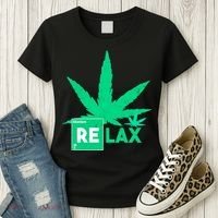 Relax Hemp Leaf Medical Marijuana Women's T-Shirt thumb 3