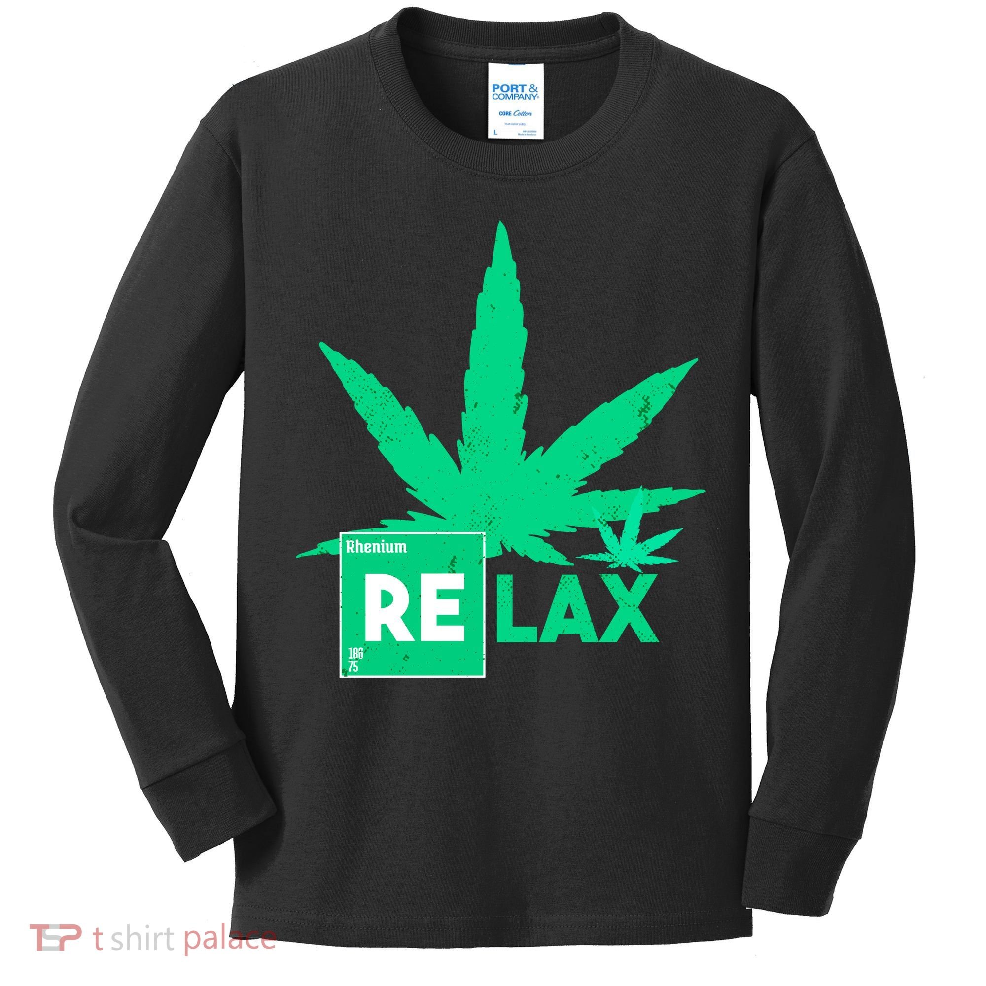Relax Hemp Leaf Medical Marijuana Kids Long Sleeve Shirt
