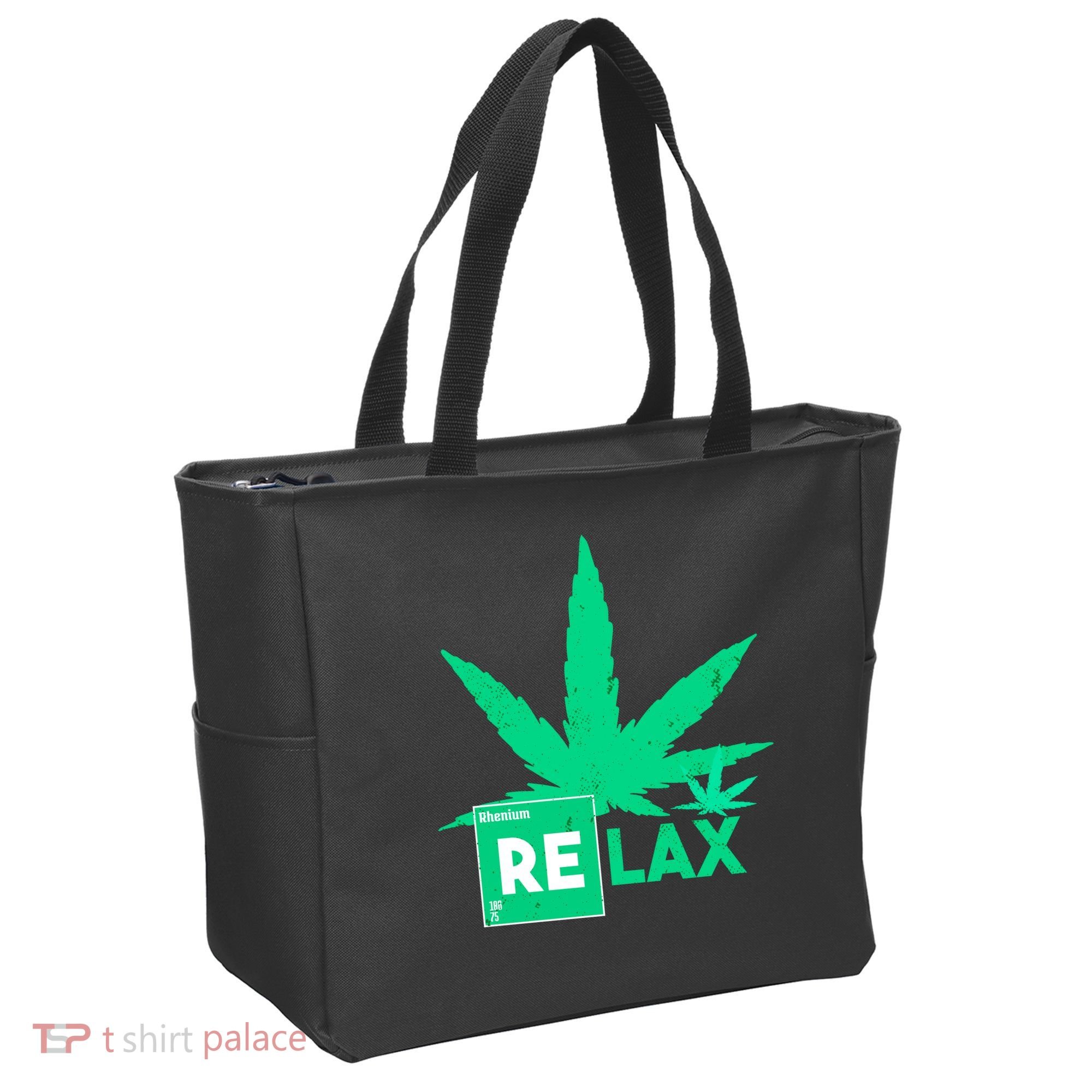 Relax Hemp Leaf Medical Marijuana Tote Bag
