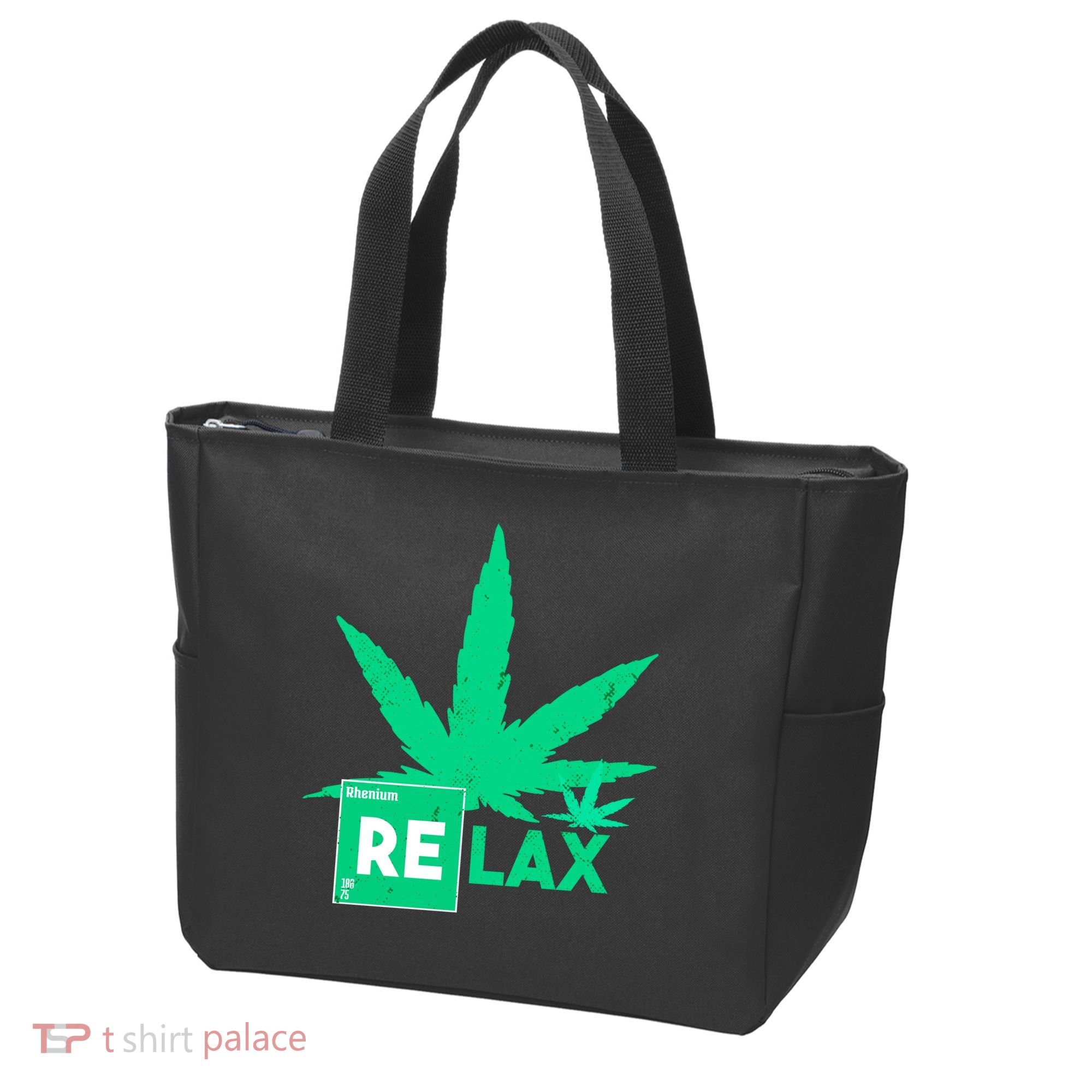 Relax Hemp Leaf Medical Marijuana Tote Bag