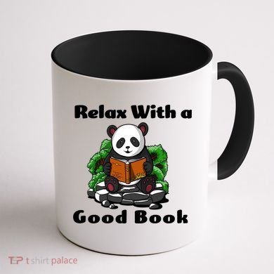 Relax With A Book Cute Panda Coffee Mug back