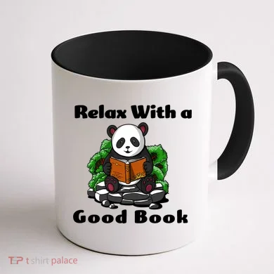 Relax With A Book Cute Panda Coffee Mug back