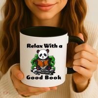 Relax With A Book Cute Panda Coffee Mug thumb 3