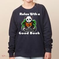 Relax With A Book Cute Panda Women's Sweatshirt thumb 0