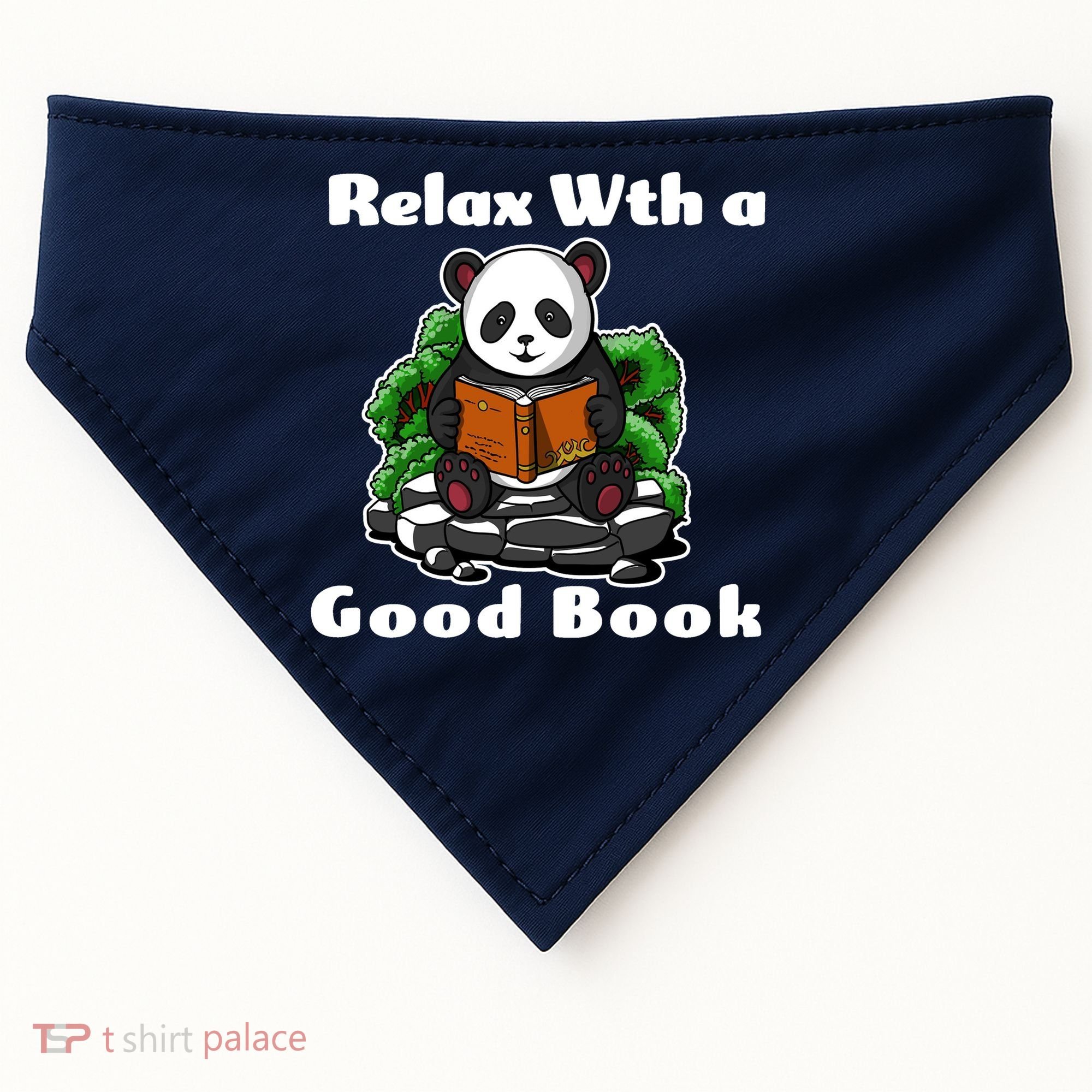 Relax With A Book Cute Panda USA-Made Doggie Bandana