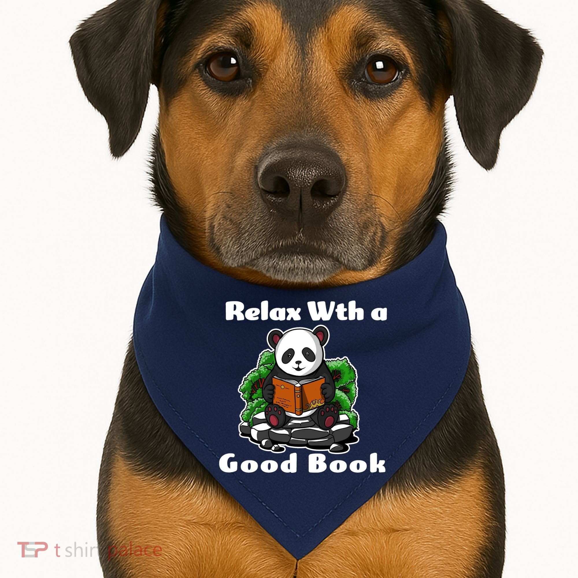 Relax With A Book Cute Panda USA-Made Doggie Bandana