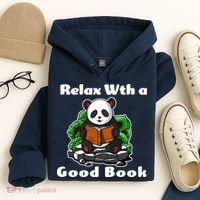 Relax With A Book Cute Panda Hoodie thumb 4