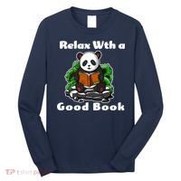 Relax With A Book Cute Panda Long Sleeve Shirt thumb 0