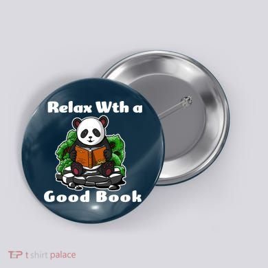 Relax With A Book Cute Panda Button