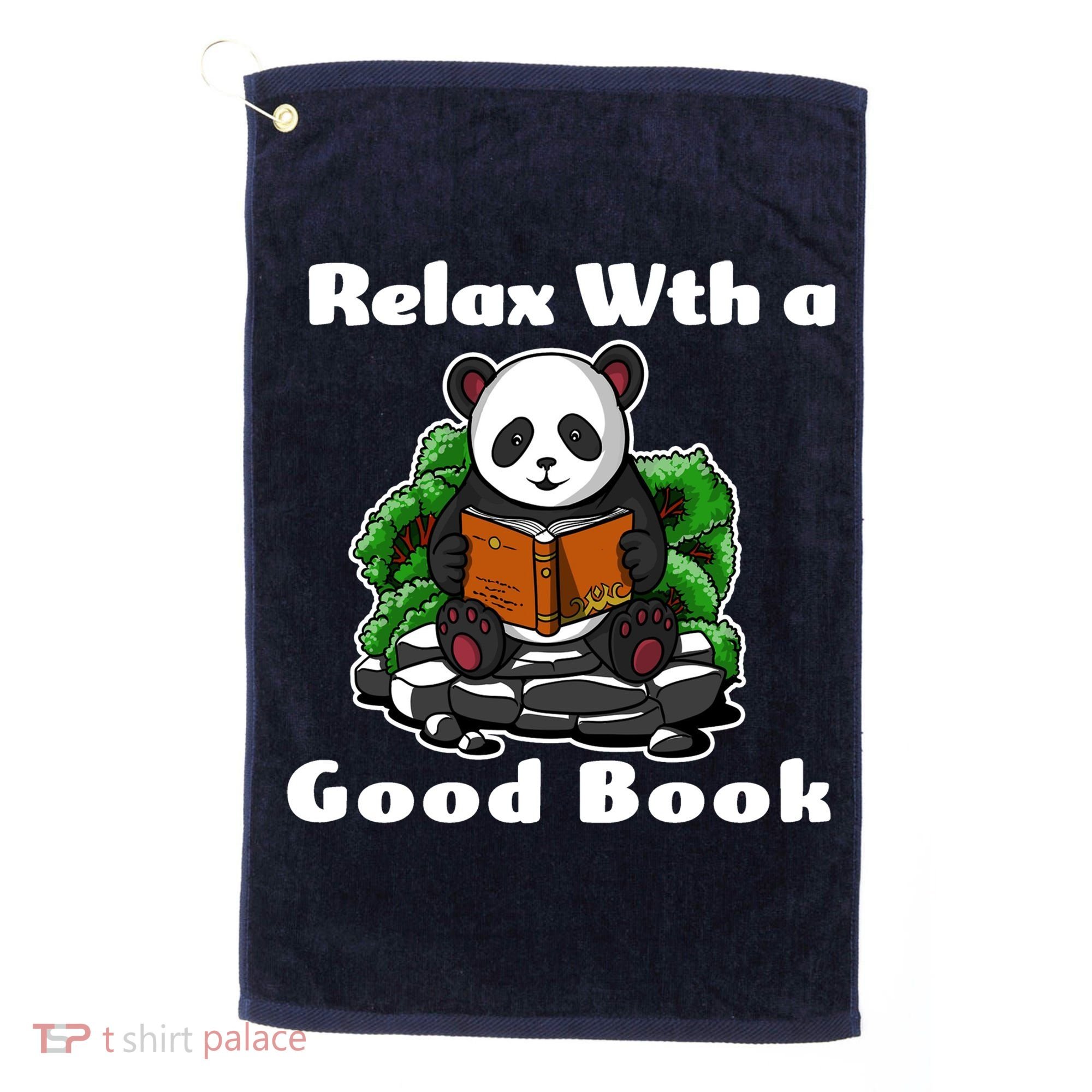 Relax With A Book Cute Panda Golf Towel