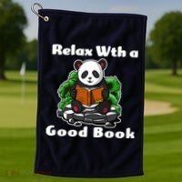 Relax With A Book Cute Panda Golf Towel thumb 1