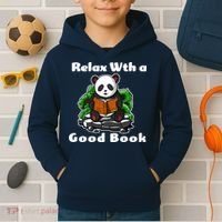 Relax With A Book Cute Panda Kids Hoodie thumb 2