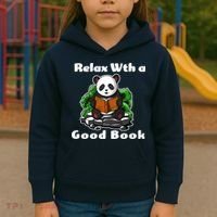Relax With A Book Cute Panda Kids Hoodie thumb 3